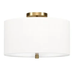 Ellis 16" Flush Mount With Fabric Shade In Brass/White