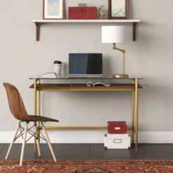 Lucas Height-Adjustable Table Lamp With Fabric Shade In Brushed Brass/White -office furniture sale 5deccbde7cb4c59afd4befa2a7a7786f44