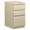 HON Mobile Pedestals, Left Or Right, 3-Drawers: Box/Box/File, Legal/Letter, Putty, 15" X 20" X 28"