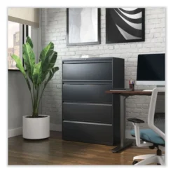 Alera Lateral File, 4 Legal/Letter-Size File Drawers, Black, 36" X 18.63" X 52.5" -office furniture sale 5e4edbf8694f3f2cb7cfd0e2c0488dab73