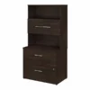 Bush Business Furniture Office 500 36W 2 Drawer Lateral File Cabinet With Hutch In Black Walnut