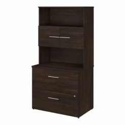 Bush Business Furniture Office 500 36W 2 Drawer Lateral File Cabinet With Hutch In Black Walnut