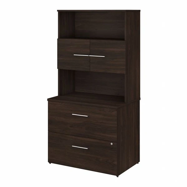 Bush Business Furniture Office 500 36W 2 Drawer Lateral File Cabinet With Hutch In Black Walnut 1 Bush Business Furniture Office 500 36W 2 Drawer Lateral File Cabinet With Hutch In Black Walnut