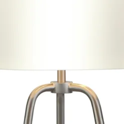 Marduk 25.5" Tall Table Lamp With Fabric Shade In Brushed Nickel/White -office furniture sale 5e6bffa65b979c0ecbb1ee08abbb60ca48