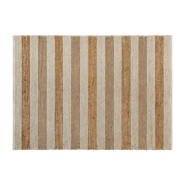 Mariah 5' X 7' Handwoven Striped Jute Blend Area Rug In Natural Tones 2 Mariah 5' X 7' Handwoven Striped Jute Blend Area Rug In Natural Tones - Image 2