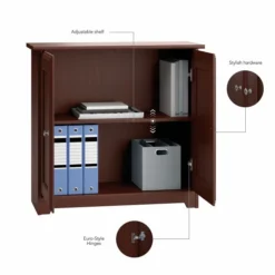 Bush Furniture Cabot L Shaped Desk With Hutch And Small Storage Cabinet With Doors In Harvest Cherry -office furniture sale 5eb5b2ba401f23ef74ada05da6834ab8dc