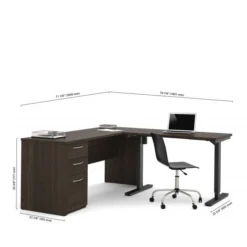 Bestar Embassy L-Desk Including Electric Height Adjustable Table In Dark Chocolate -office furniture sale 5f0b67a217ca08ea9924f7eb66e8ad9ffd