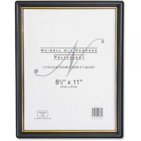NuDell EZ Mount Document Frame With Trim Accent And Plastic Face, Plastic, 8.5 X 11 Insert, Black/Gold, 18/Carton 2 NuDell EZ Mount Document Frame With Trim Accent And Plastic Face, Plastic, 8.5 X 11 Insert, Black/Gold, 18/Carton - Image 2