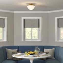 Durant 12.62" Wide Semi Flush Mount With Glass Shade In Brass/White Milk 7 Durant 12.62" Wide Semi Flush Mount With Glass Shade In Brass/White Milk -office furniture sale 5f5bcfb3cbebad048702c0a310fa8586aa