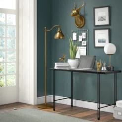Beverly 65" Tall Floor Lamp With Metal Shade In Brass/Brass -office furniture sale 5f768d77e4630cfd39684f0326b69576ff