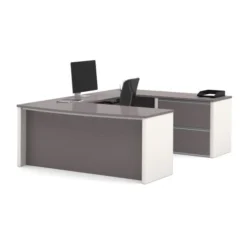 Bestar Connexion U-shaped Workstation In Slate & Sandstone