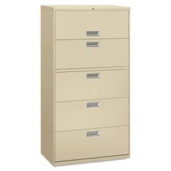 HON 600 Series Five-Drawer Lateral File, Letter/Legal/A4, 36w X 18d, Putty