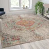 Katherine Distressed Medallion Area Rug - 8' X 10' - Gray Multi Polyester