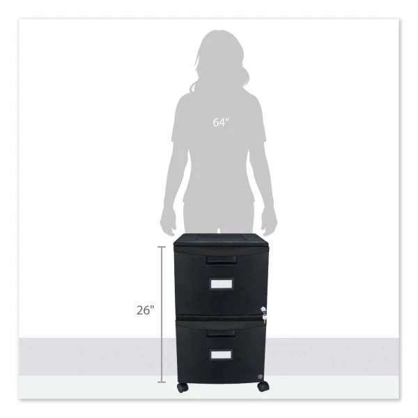 Storex Two-Drawer Mobile Filing Cabinet, 2 Legal/Letter-Size File Drawers, Black, 14.75" X 18.25" X 26" 6 Storex Two-Drawer Mobile Filing Cabinet, 2 Legal/Letter-Size File Drawers, Black, 14.75" X 18.25" X 26" - Image 6