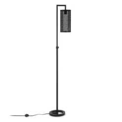 Parthen 69.5" Tall Floor Lamp With Metal Mesh Shade In Blackened Bronze/Blackened Bronze