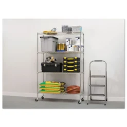 Alera NSF Certified 4-Shelf Wire Shelving Kit With Casters, 48w X 18d X 72h, Silver 14 Alera NSF Certified 4-Shelf Wire Shelving Kit With Casters, 48w X 18d X 72h, Silver -office furniture sale 6054c3f7040715d3a1662aab1c93f66254