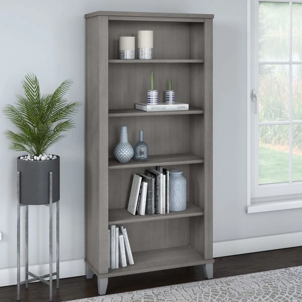 Bush Furniture Somerset Tall 5 Shelf Bookcase In Platinum Gray 6 Bush Furniture Somerset Tall 5 Shelf Bookcase In Platinum Gray - Image 6