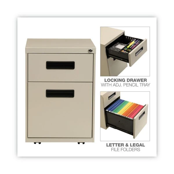 Alera File Pedestal, Left Or Right, 2-Drawers: Box/File, Legal/Letter, Putty, 14.96" X 19.29" X 21.65" 9 Alera File Pedestal, Left Or Right, 2-Drawers: Box/File, Legal/Letter, Putty, 14.96" X 19.29" X 21.65" - Image 9