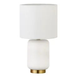 Lambert 15" Tall Ceramic Mini Lamp With Fabric Shade In Matte White/Brass/White