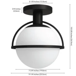 Cieonna 9.25" Wide Semi Flush Mount With Glass Shade In Blackened Bronze/White -office furniture sale 612db00e4110cc2607de536f9ffa4a49a9