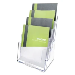 Deflecto 4-Compartment DocuHolder, Magazine Size, 9.38w X 7d X 13.63h, Clear