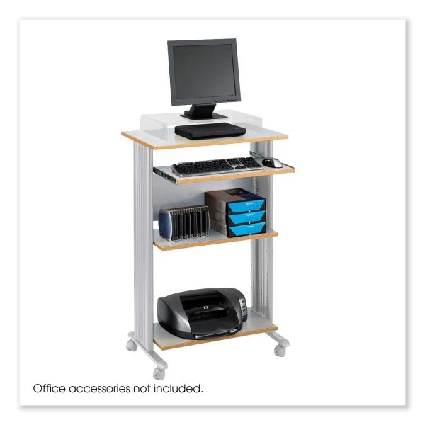 Fixed Height Stand-up Workstation, Gray Shelves/gray Frame 2 Fixed Height Stand-up Workstation, Gray Shelves/gray Frame - Image 2