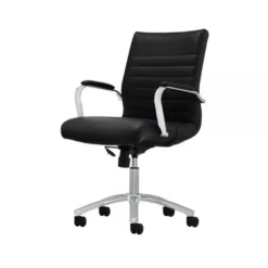 Modern Comfort Winsley Bonded Leather Mid-Back Manager's Chair, Black/Silver, BIFMA Certified -office furniture sale 6192d0e7cdee0c2e3c4f4516ad1e977364