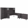 Bush Furniture Somerset 72W L Shaped Desk With Hutch, Lateral File Cabinet And Bookcase In Storm Gray