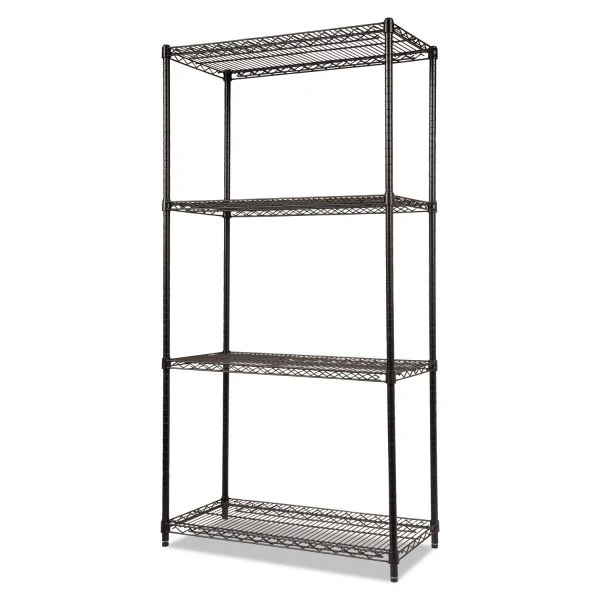 Alera NSF Certified Industrial Four-Shelf Wire Shelving Kit, 36w X 18d X 72h, Black 1 Alera NSF Certified Industrial Four-Shelf Wire Shelving Kit, 36w X 18d X 72h, Black