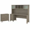 Bush Furniture Somerset 72W Office Desk With Hutch And Lateral File Cabinet In Ash Gray