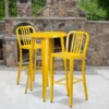 Flash Furniture 24'' Round Yellow Metal Indoor-Outdoor Bar Table Set With 2 Vertical Slat Back Barstools
