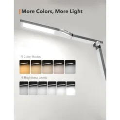 WorkPro LED USB Desk Lamp With Wireless Charger And Timer, 17-1/2"H, Brushed Metal/Gray -office furniture sale 6228c524c5af9256c318c0663f7a519d88