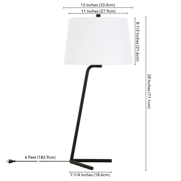 Markos 28.5" Tall Tilted Table Lamp With Fabric Shade In Blackened Bronze/White 6 Markos 28.5" Tall Tilted Table Lamp With Fabric Shade In Blackened Bronze/White - Image 6