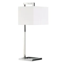 Grayson 26" Tall Table Lamp With Fabric Shade In Polished Nickel/White