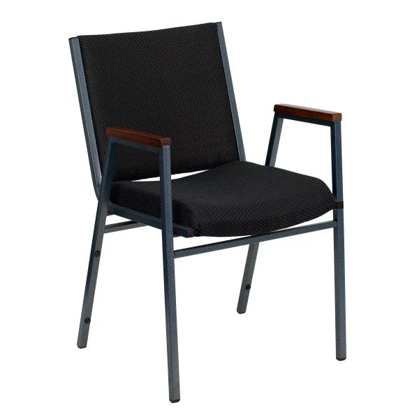Flash Furniture HERCULES Series Heavy Duty, 3'' Thickly Padded, Black Patterned Upholstered Stack Chair With Arms And Ganging Bracket 2 Flash Furniture HERCULES Series Heavy Duty, 3'' Thickly Padded, Black Patterned Upholstered Stack Chair With Arms And Ganging Bracket - Image 2