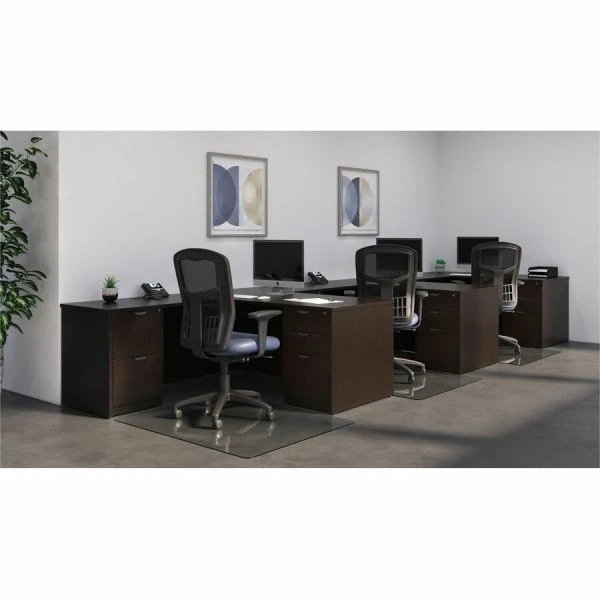 Lorell Prominence 2.0 Espresso Laminate Double-Pedestal Desk - 5-Drawer 3 Lorell Prominence 2.0 Espresso Laminate Double-Pedestal Desk - 5-Drawer - Image 3