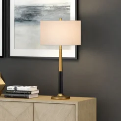 Lyon 29.75" Tall Two-Tone Table Lamp With Fabric Shade In Brass/Matte Black/White 8 Lyon 29.75" Tall Two-Tone Table Lamp With Fabric Shade In Brass/Matte Black/White -office furniture sale 6355e5ad5119fbb6713f0779704a93d840