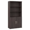 Bush Business Furniture Hybrid Tall 5 Shelf Bookcase With Doors In Storm Gray