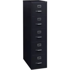 Lorell Commercial Grade 5 Drawer Vertical File Cabinet, Letter Size, 61" Height, Black