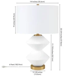 Caserta 22.75" Tall Double Gourd Lamp With Fabric Shade In Matte White/Brass/White -office furniture sale 63ec96feac2306902eb7714ae6d478512c
