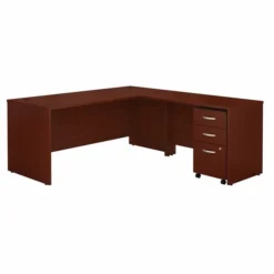 Bush Business Furniture Series C 72W L Shaped Desk With 48W Return And Mobile File Cabinet In Mahogany