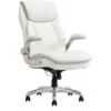 Serta Smart Layers Brinkley Ergonomic Bonded Leather High-Back Executive Chair, White/Silver