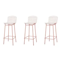 Madeline Barstool, Set Of 3 In Rose Pink Gold And White