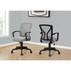 Monarch Specialties Office Chair, Adjustable Height, Swivel, Ergonomic, Armrests, Computer Desk, Work, Grey Mesh, Black Metal, Contemporary, Modern
