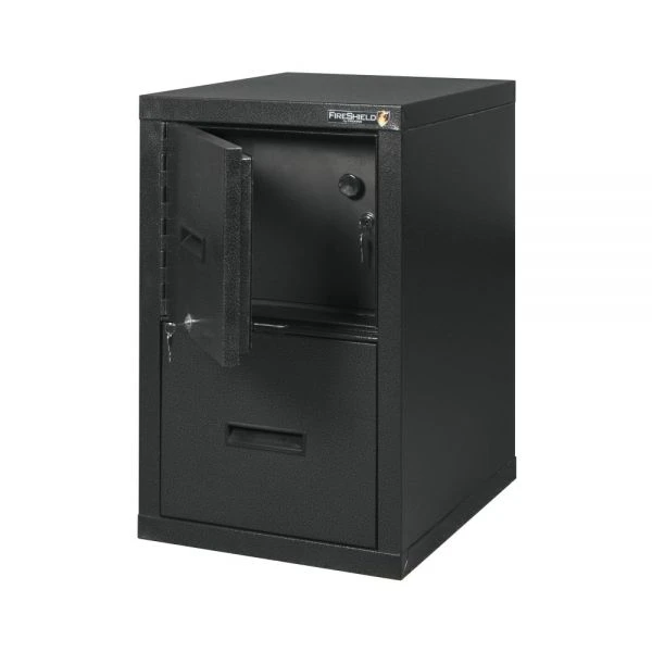 FireKing FireShield 22"D Vertical 1-Drawer File Cabinet And Safe, Metal, Black Stone 1 FireKing FireShield 22"D Vertical 1-Drawer File Cabinet And Safe, Metal, Black Stone
