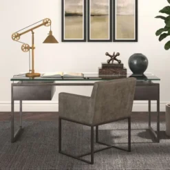 Descartes 29" Tall Pulley System Table Lamp With Metal Shade In Brass/Brass -office furniture sale 650fc7bf8f55585134a91c4c9b95e152b3