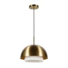 Octavia 15.75" Wide Pendant With Metal/Glass Shade In Brass/Brass And White