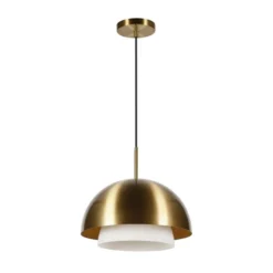Octavia 15.75" Wide Pendant With Metal/Glass Shade In Brass/Brass And White