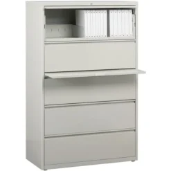 Lorell 5 Drawer Lateral File Cabinet, Letter/Legal/A4, 36" Wide, Gray