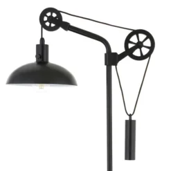 Neo 33.5" Tall Spoke Wheel Pulley System Table Lamp With Metal Shade In Blackened Bronze/Blackened Bronze -office furniture sale 6657a580f6fb9a26a822412317d28894cc